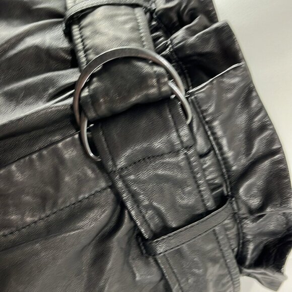 Allsaints NWT Erica Black Leather Paperbag Shorts - Picture 5 of 11